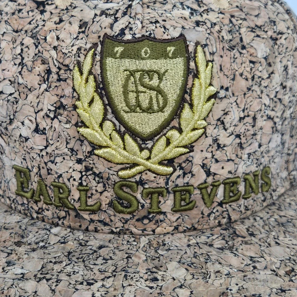 Earl Stevens Selections Cork Strapback‎ Hat Mens Gold Embroidered Crest OSFM
